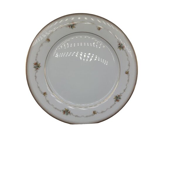 Noritake Dinner Plate 8" Joanne Floral Design 6466 Gold Trim Vtg Discontinued - Picture 1 of 8